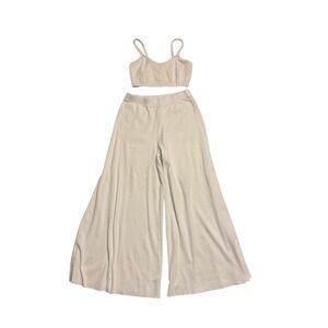 Intimately Free People Lounge Set Waffle Knit Medium Cream Womens Boho Co-ord